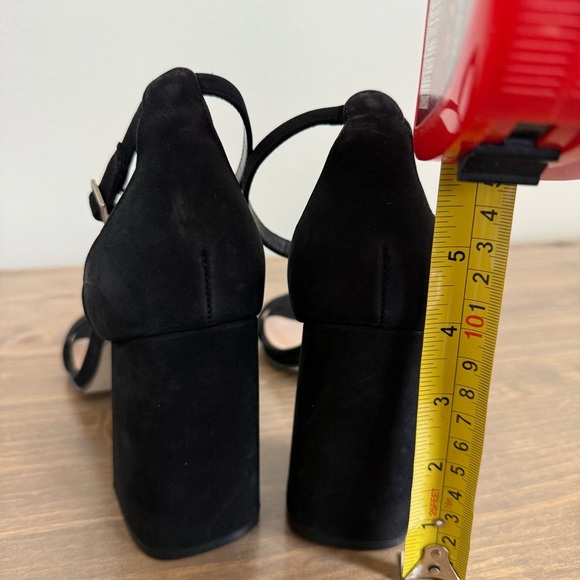 Steve Madden Womens 9 Black Dillion Ankle Strappy Nubuck Block Heel Sandals - Picture 6 of 9
